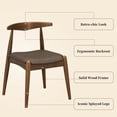 thumbnail image 4 of Set of 2, Rubberwood Dining Chairs with Faux Leather, Ergonomic Backrest & Faux Leather Upholstery, Walnut+Brown, 4 of 11