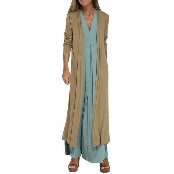 Niaviben Long Cardigans for Women Floor Length Cardigans for Women Light Weight Cardigan Women Casual Jackets for Women Knit Sweater Womens Jackets Dressy Casual Crochet Sweater Khaki M