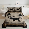 thumbnail image 2 of Feelyou Jungle Wildlife Moose Bedding Comforter Set, Rustic Farmhouse Deer Twin Comforter Sets, Vintage Xmas Snowflake Reversible Bedding Set, Super Cozy Room Decor, 2pcs, 2 of 8
