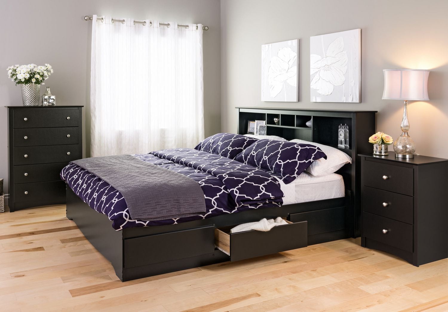 Prepac 23 in W x 29 in H x 16 in D Sonoma 3-Drawer Tall Nightstand