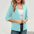 thumbnail image 5 of Htigea Women's Cardigans Half Sleeve Open Front Blouse Tops Solid Casual Lightweight Cardigan Sky Blue XL, 5 of 7