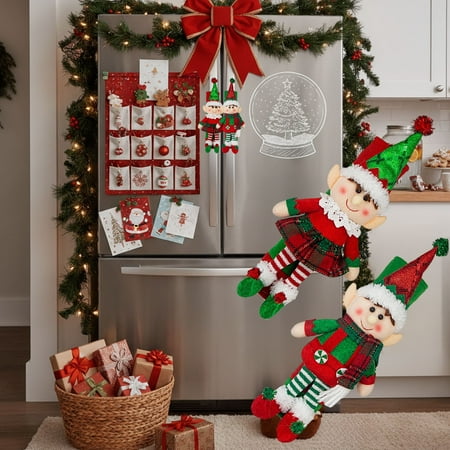 9.3×6.3in Christmas Refrigerator Cover Cute Doll Figurine Protective Handle Cover for Furniture Home Decorations During Holiday Season 9.3×6.3in Christmas Refrigerator Cover Cute Doll Figurine Protective Handle Cover for Furniture Home Decorations During Holiday Season