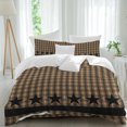 thumbnail image 2 of Brown Black Plaid Duvet Cover Set, Vintage Rustic Star Buffalo Check Soft Duvet Cover Twin Size Bedding Set 4 Pieces, 1 Quiltcover and 2 Pillowcases with Zipper, 1 Bed Sheet for All Seasons, 2 of 9