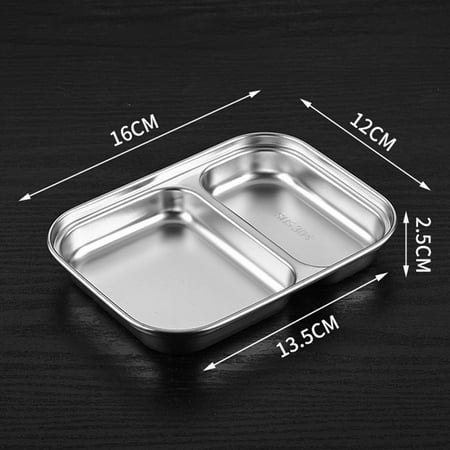 

Stainless Steel Divided Dinner Tray Lunch Container Food Plate for School Cantee