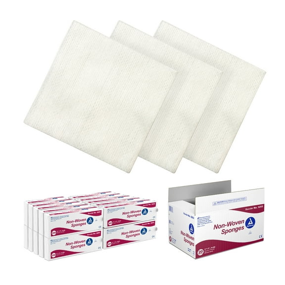 Dynarex Non-Woven Sponges, Non-Sterile Gauze Sponges, for Cleansing, Prepping and Dressing, 3" x 3", 4 Ply, 1 Case of 4000 (20 Boxes of 200)