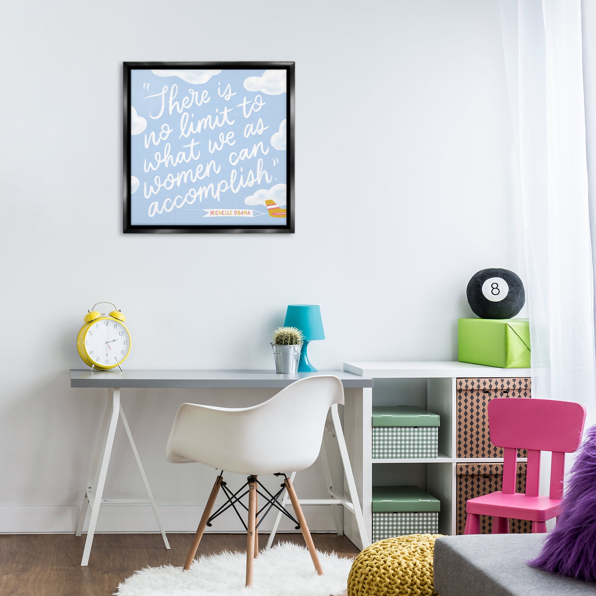 Stupell Industries Women Accomplishment Quote Text & Numbers Painting Black Floater Framed Canvas Art Print Wall Art, 25 x 25