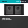 thumbnail image 4 of 32" x 19" Quartz Kitchen Sink, 50/50 Double Bowl Kitchen Sinks, Drop-in Sink, Undermount Sink, Galaxy Black Kitchen Sink, Double Sink Kitchen, Grids, Strainer and Flange, Lexicon Platinum LP-5050-K, 4 of 10