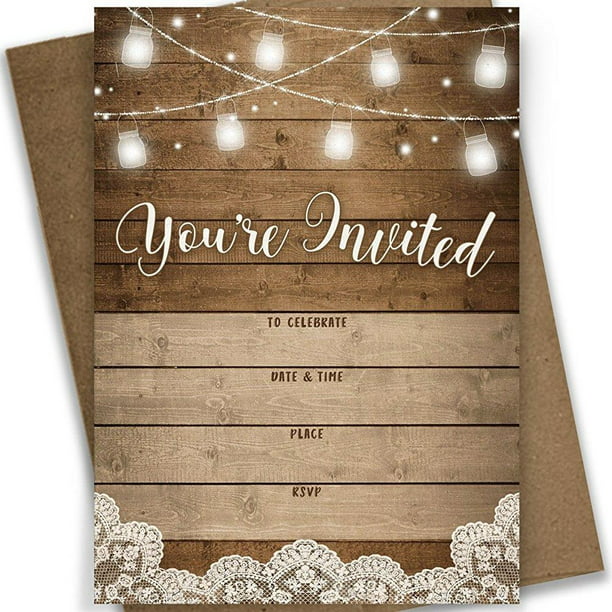 Youre Invited Rustic Fill In Party Invitations 25 Invites And