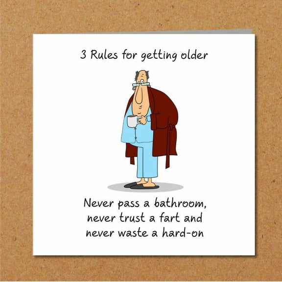 Funny Aging Rules Card - "3 Rules for Getting Older" Humorous Greeting Card - Perfect for Birthdays, Gag Gifts, or Laughs - Blank Inside with Envelope Included