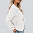 thumbnail image 6 of Women's Fleece Jacket Full Zip Long Sleeve Casual Warm Bomber Coats Solid Color Winter Fall Outerwear (XL, White), 6 of 6