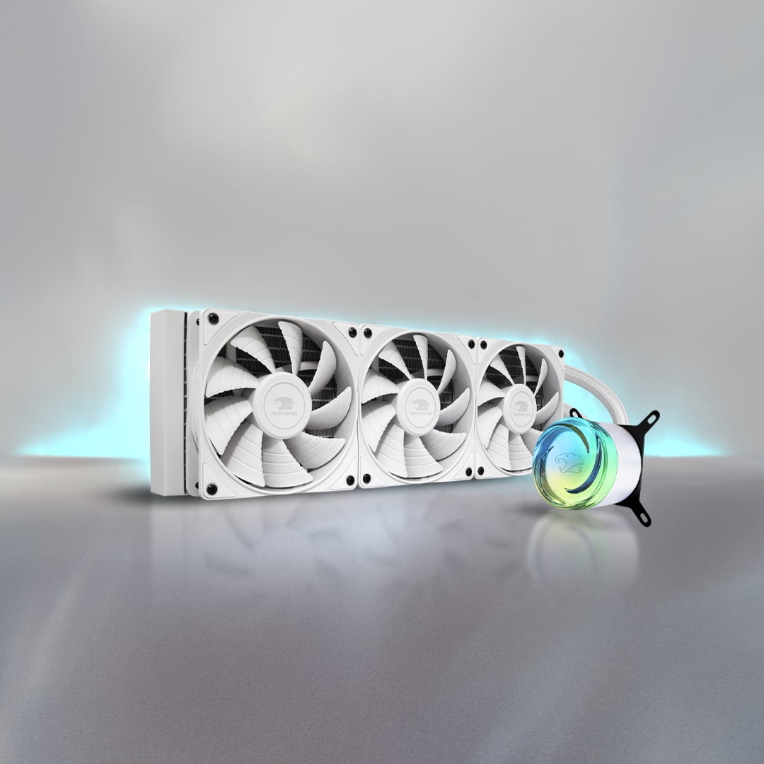 iBUYPOWER - AW4 360mm Radiator CPU Liquid Cooler (3 x 120mm Core Fans) with RGB Display - White