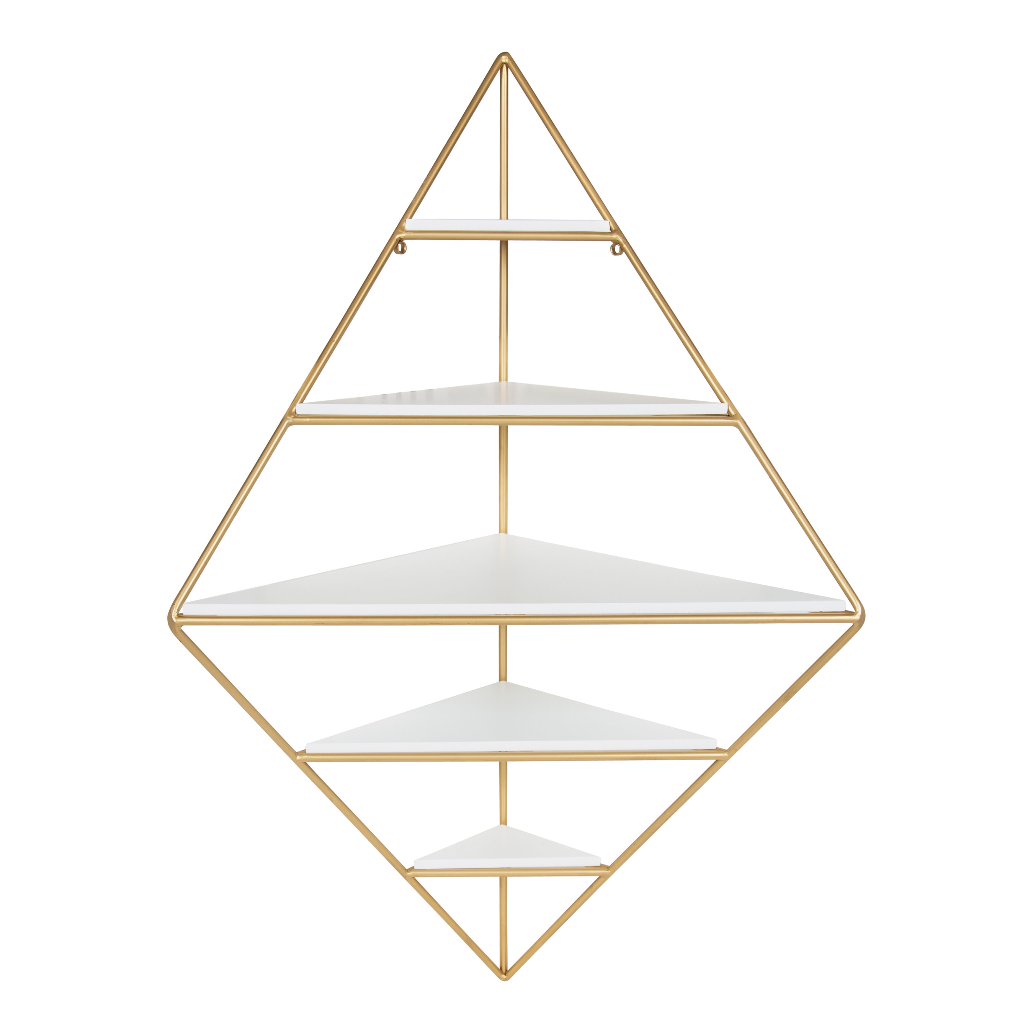 Kate and Laurel Melora Modern Corner Wall Shelf with Gold Frame and