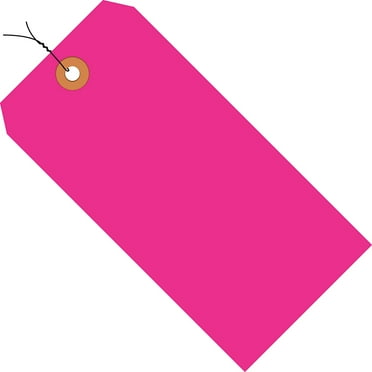 The Packaging Wholesalers Shipping Tags Pre-Wired 13 Pt. 4 3/4" x 2 3/8" Fluorescent Pink 1000/Case