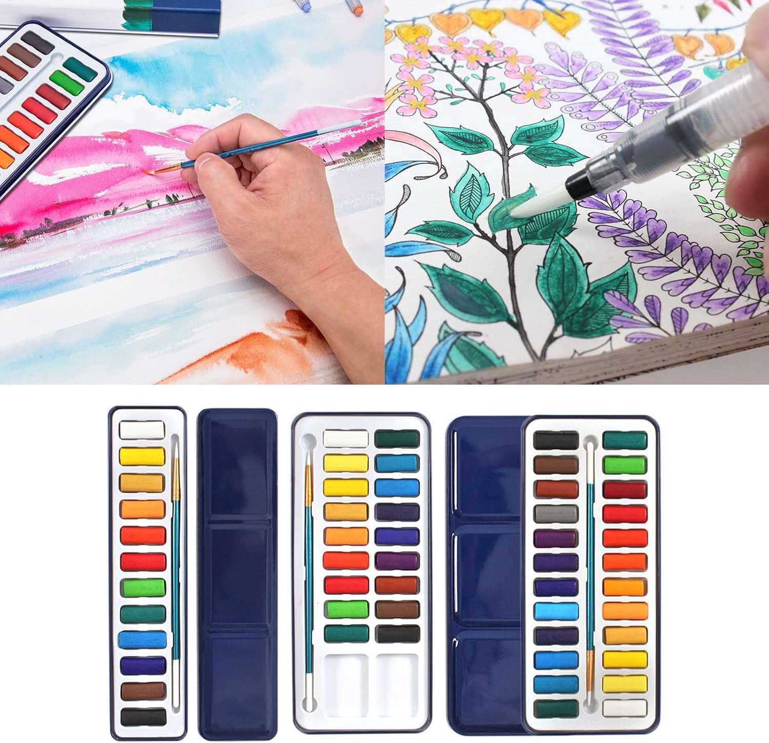 Namzi Watercolor Paint Watercolor Set, Watercolor Paints, Solid Watercolor, 24 Colors, Ideal for Art Creation-Blue Box