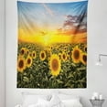 thumbnail image 1 of Mediterranean Tapestry, Sunflowers Field in Spring Sunset Habitat Scenery Nature Countryside Rural, Fabric Wall Hanging Decor for Bedroom Living Room Dorm, 5 Sizes, Green Yellow, by Ambesonne, 1 of 1