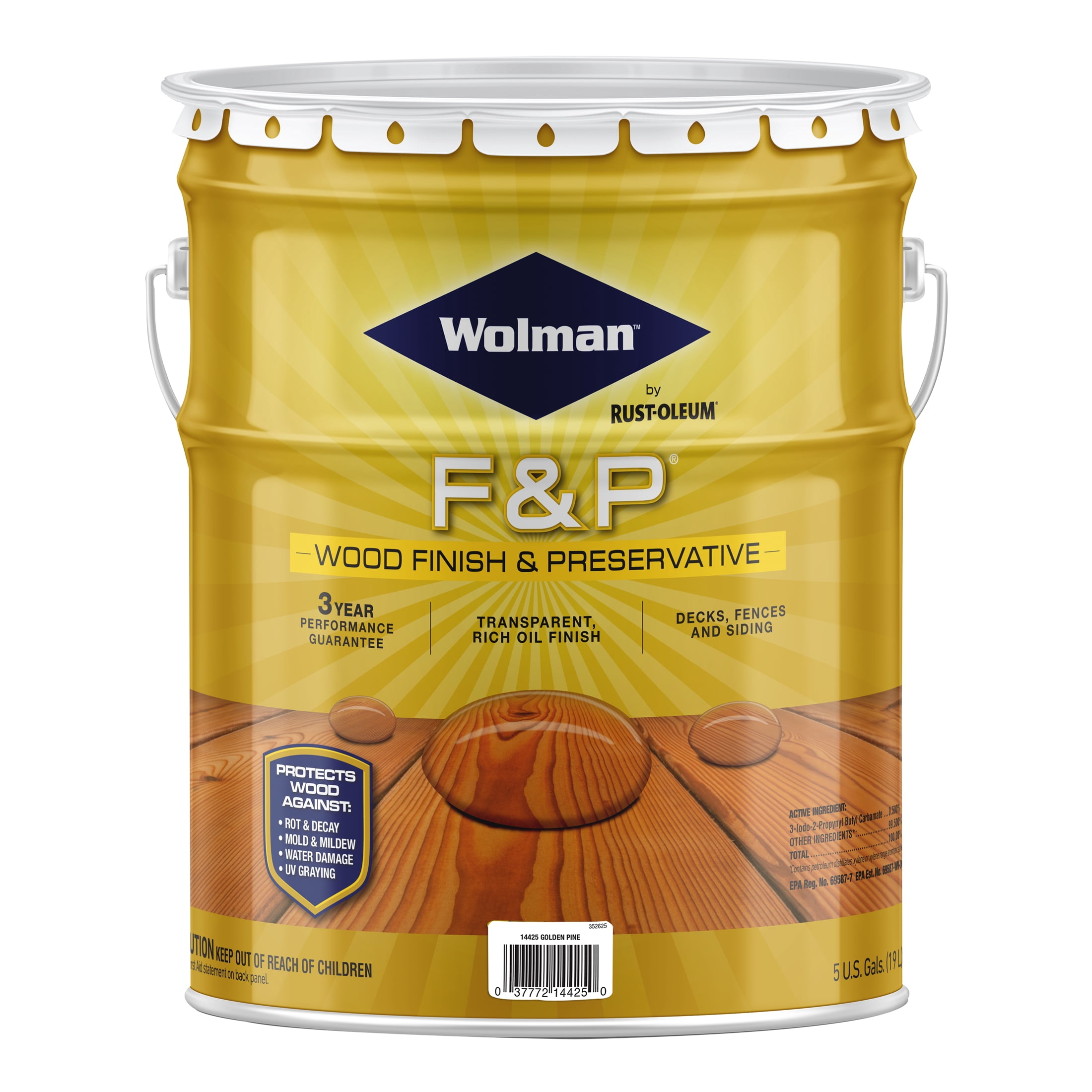 Golden Pine, Wolman F&P Exterior Wood Finish and Preservative Stain- 5 Gallon