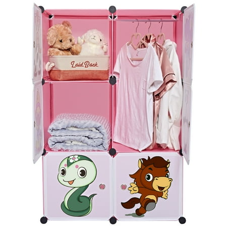 Pine Cupboard For Sale 1LANGRIA 6-Cube Closet Storage Organizer for Kids Stackable Plastic Cube Shelves Multifunctional Modular Cupboard Cabinet ()
