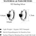 thumbnail image 7 of 925 Sterling Silver Black Heart Hoop Earrings for Women Teens Heart Huggie Earrings Hoop, 7 of 7
