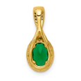 thumbnail image 3 of Finest Gold 14K Yellow Gold Diamond & Oval Emerald Halo Pendant, 3 of 4