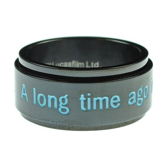 Disney Stainless Steel "A long time ago.." Black IP Spinner Ring