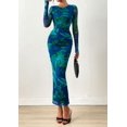 thumbnail image 3 of Vestido PRETTYGARDEN 2025 Floral Maxi de Manga Larga con Fruncido, 3 of 8