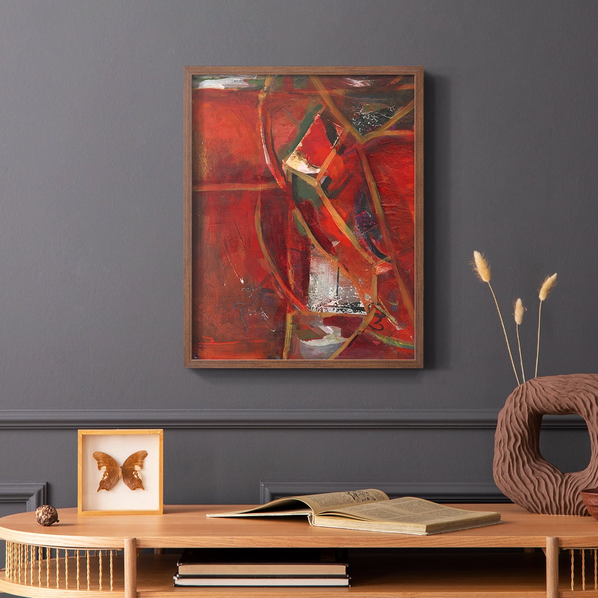 City Life II Framed Print in Brown Solid Wood Framed Print No Nail Hanging