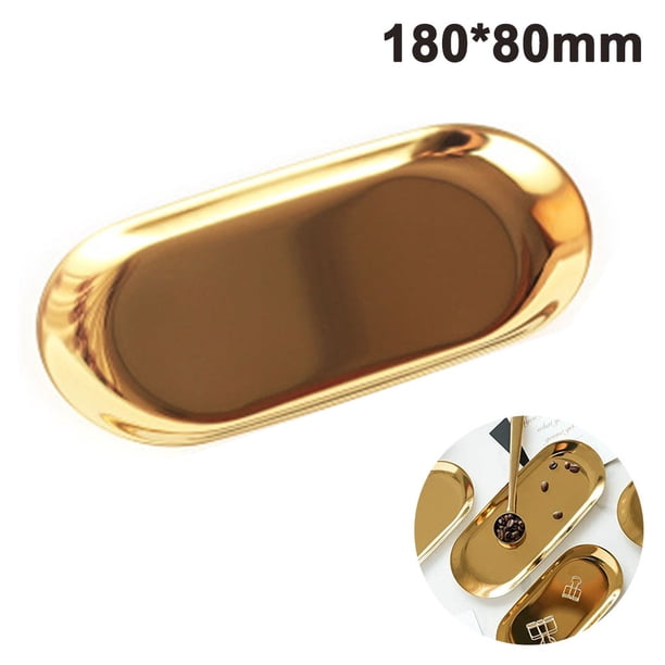 Bandeja de acero inoxidable para toallas, bandeja de almacenamiento, plato, bandeja de té, bandejas de frutas, cosméticos, organizador de joyas, ovalado Xemadio 2035057-3