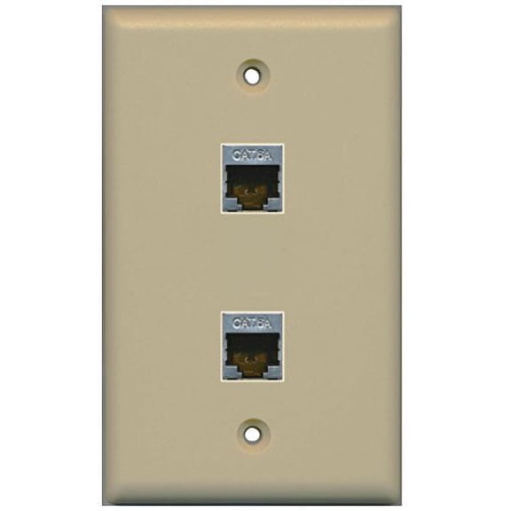RiteAV CAT 6A Shielded 2 Port Wall Plate Single Gang - Ivory