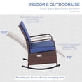 thumbnail image 4 of Dark Blue PE Rattan Rocking Chair with Cushion - Adjustable Outdoor Recliner for Patio, Porch & Deck - 24.8" W x 37.4" H - Comfortable & Durable Design, 4 of 7