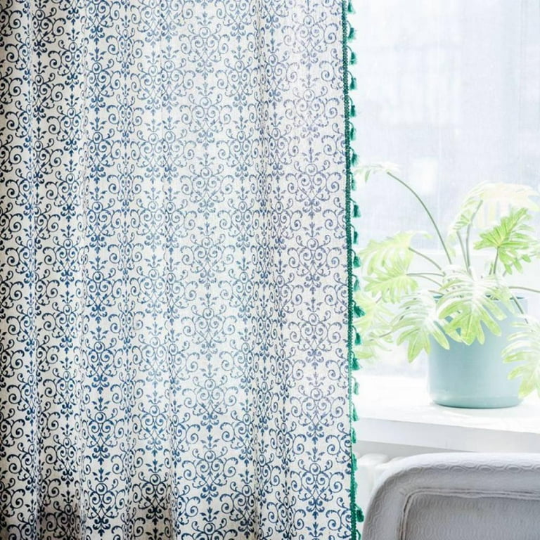 Boho Curtains for Bedroom Semi Blackout Cotton Linen Bohemian