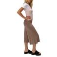 thumbnail image 3 of Womens Fold Over Gaucho Pants Culottes Low Rise Capris Foldover Flowy Going Out Flare Bottoms Wide Leg Capri Pants Coffee 2XL, 3 of 6