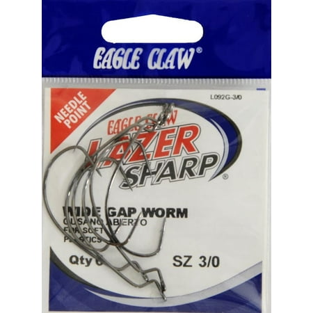 UPC: 0047708605922 | Lazer Sharp L092GH-3/0 Extra Wide Gap Worm Hook  Black  Size 3/0