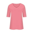 thumbnail image 5 of loopsun Plus Size Tops for Womens,Womens Summer Tops,Women's Fashion Tees Casual V-neck Loose Cute T Shirt 1/2 Sleeve Ladies Top Pink L, 5 of 5