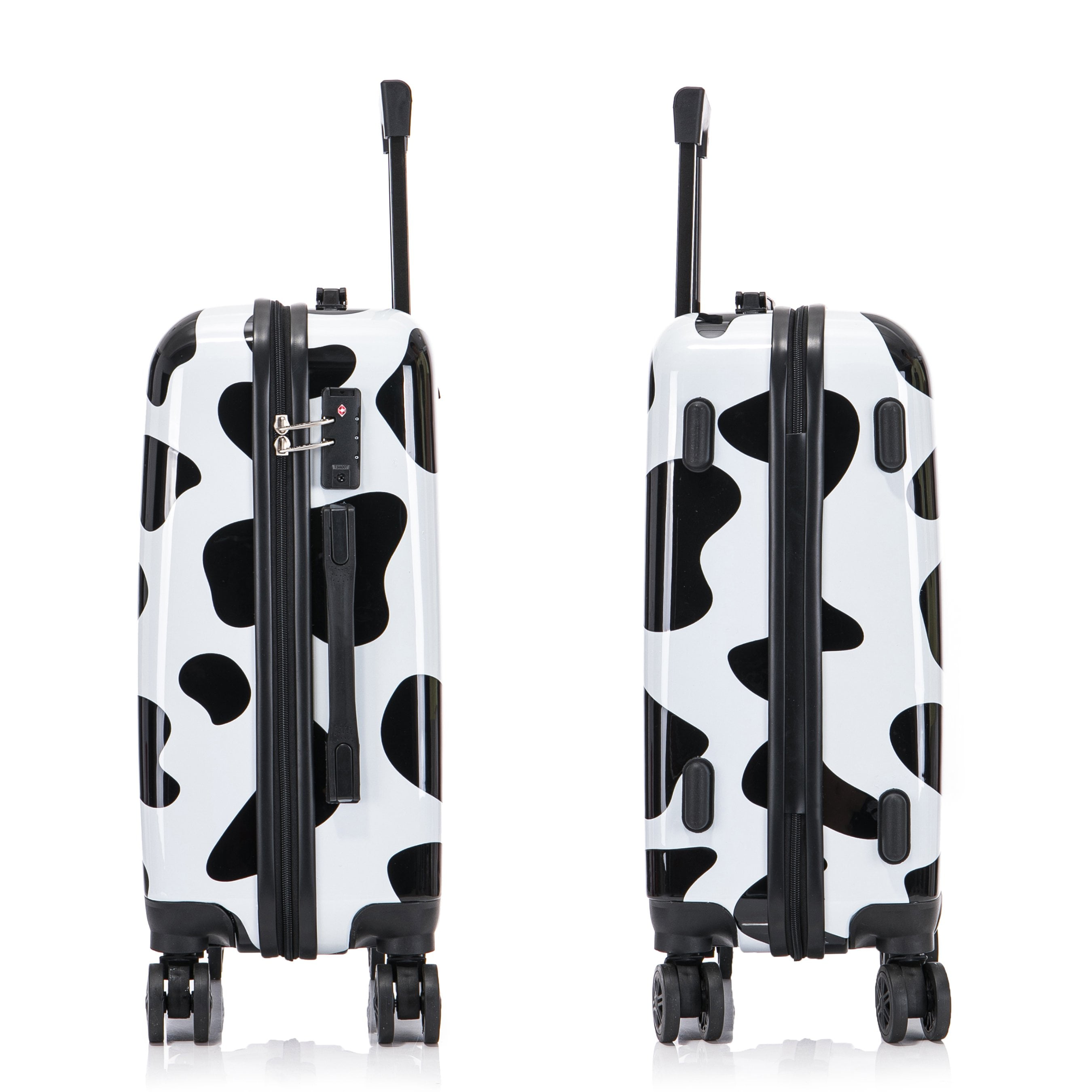InUSA Print 20" Hardside Checked Luggage with Spinner Wheels, Handle and Trolley, Cow