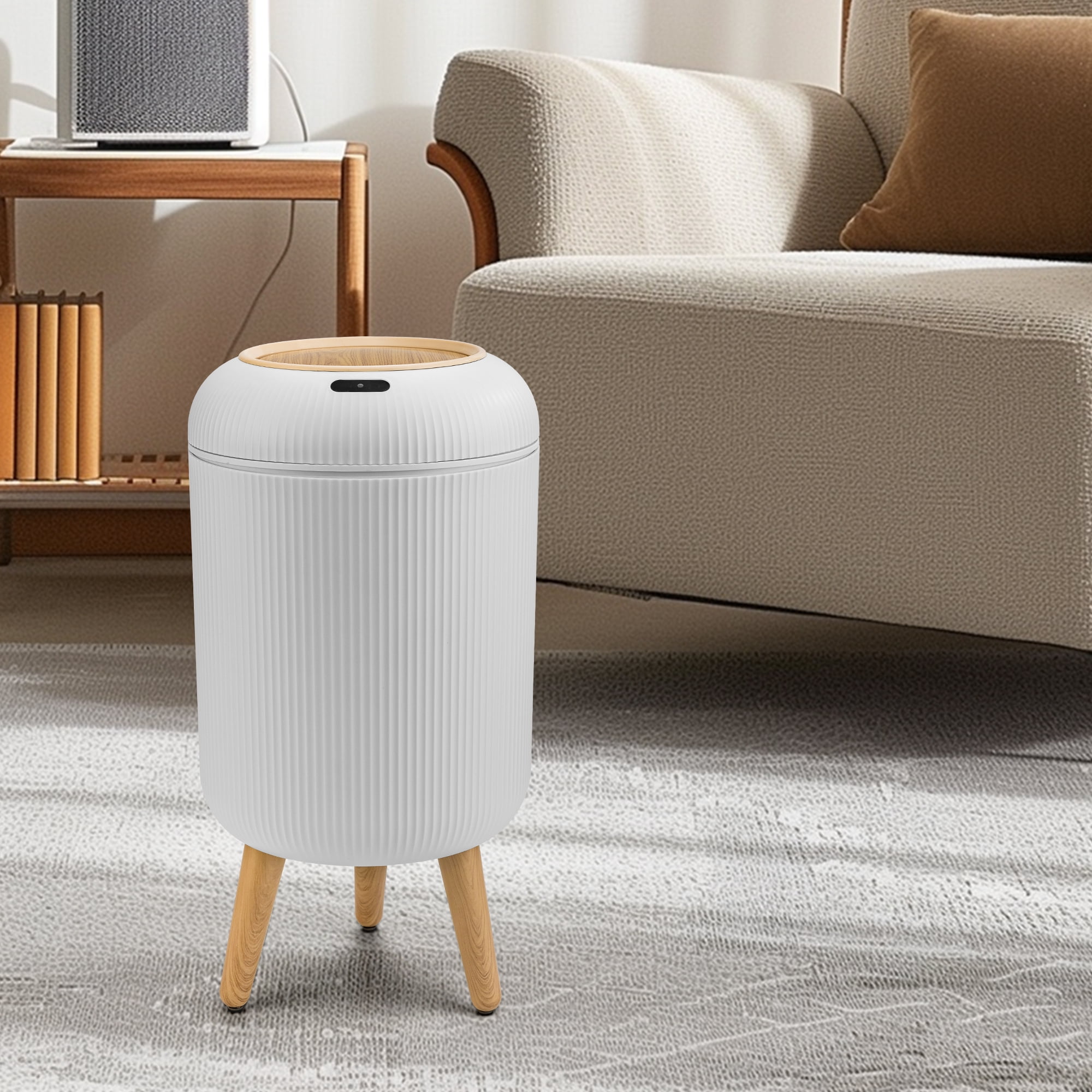 SUSLAS Trash Can with Motion Sensor, Touchless Automatic Lid and Waterproof Design, Smart Waste Bin for Bathroom Kitchen, 2.6 Gallon Plastic, White