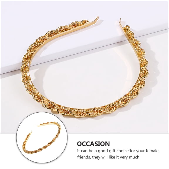 Supvox Fashionable Women Hair Hoop Headband Golden Alloy 1Pcs
