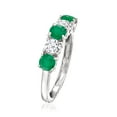 thumbnail image 3 of Ross-Simons 0.60 ct. t.w. Emerald and .50 ct. t.w. Lab-Grown Diamond Ring in 14kt White Gold, Women's, Adult, 3 of 5