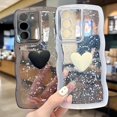 thumbnail image 3 of Compatible with Samsung Galaxy S22 3D Love Heart Phone Case,Glitter Bling Clear S22 Case Curly Wave Frame Case Women Soft Shockproof Cover (Black, for Samsung Galaxy S22), 3 of 12