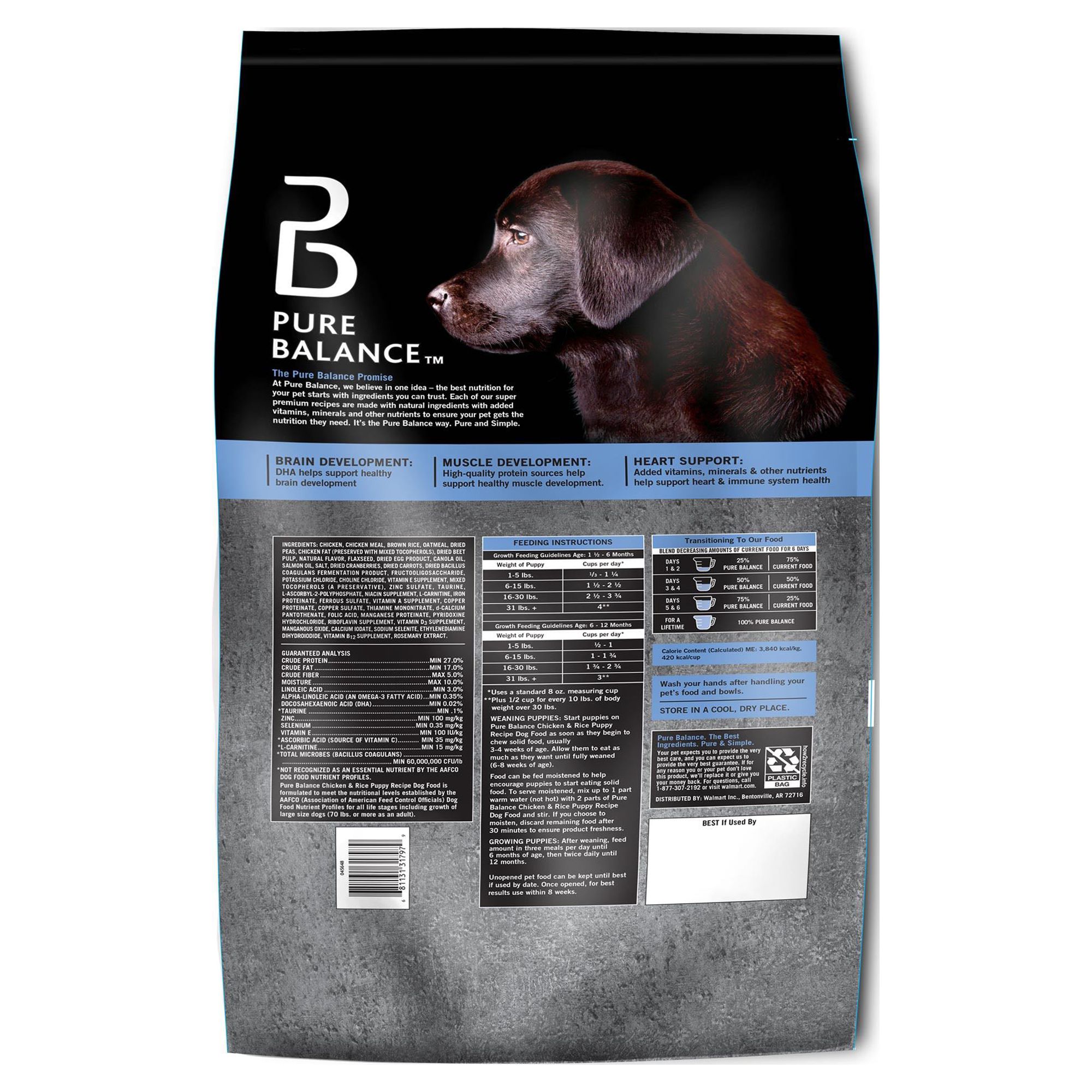 Pure Balance Chicken & Rice Flavor Dry Dog Food for Puppy, 5 lb. Bag