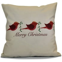 Simply Daisy 16" x 16" Merry Christmas Birds Word Print Pillow