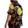 thumbnail image 3 of Crocodile Starry Sky Sunflower Men's Short Sleeve Beach Shirts, Casual Button Down Poplin Printed Summer Tops - Unisex, 3 of 6