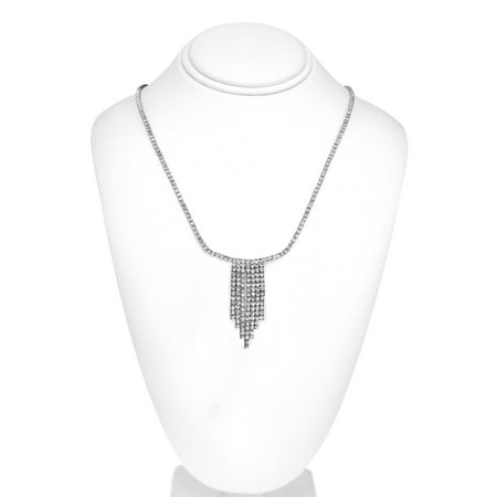 X & O Handset Austrian Crystal White Rhodium-Plated Eleven-Row Necklace