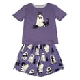 thumbnail image 5 of LIIPEE Womens Halloween Ghost Graphic Pajamas Ladies Short Sleeve Tees And Shorts Holiday Pajama Set, 5 of 6