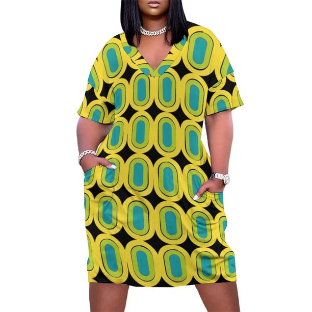 Vestido suelto con bolso con cremallera para mujer, llévalo con estampado de los 60 años para ocasiones oficiales