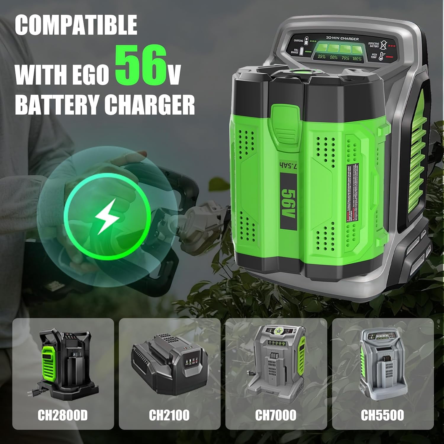 2Pack 7500mAh 56 Volt Lithium ion Battery Replacement for EGO 56V Battery BA1400T BA1400 BA2800T BA2800 BA4200T