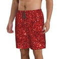 thumbnail image 2 of KLL Red Glitter Men's Casual Summer Beach Shorts Hawaiian Shorts with Pockets-XX-Large, 2 of 5