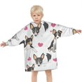 thumbnail image 3 of Dog Pattern with Hearts Blanket Hoodies for Kids 6-13YR Oversize Wearable Blanket Hoodies for Boys Girls Teens, 3 of 7