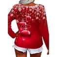 thumbnail image 3 of DYMADE Women Plus Size Christmas Long Sleeve Printed V-neck Zipper Fashion T-shirt, 3 of 4