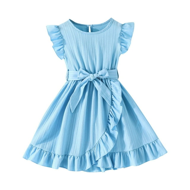 Tranfacy Robes Décontractées pour Filles, Robe de Demoiselle d'Honneur, Robe d'Été à Imprimé Floral pour Fille, Petites Manches Volantées, Col Rond, Manches Courtes, Jupe de Princesse
