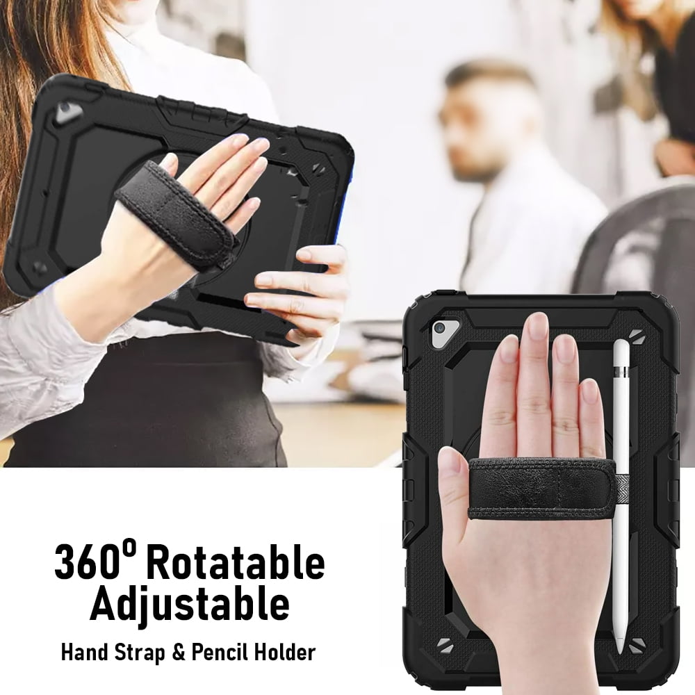 AMZER Tuffen Full Body Protective Case for iPad mini 5 with Built-in Screen Protector, Hand Strap, Neck Lanyard And Apple Pencil Slot for iPad mini 5th Gen